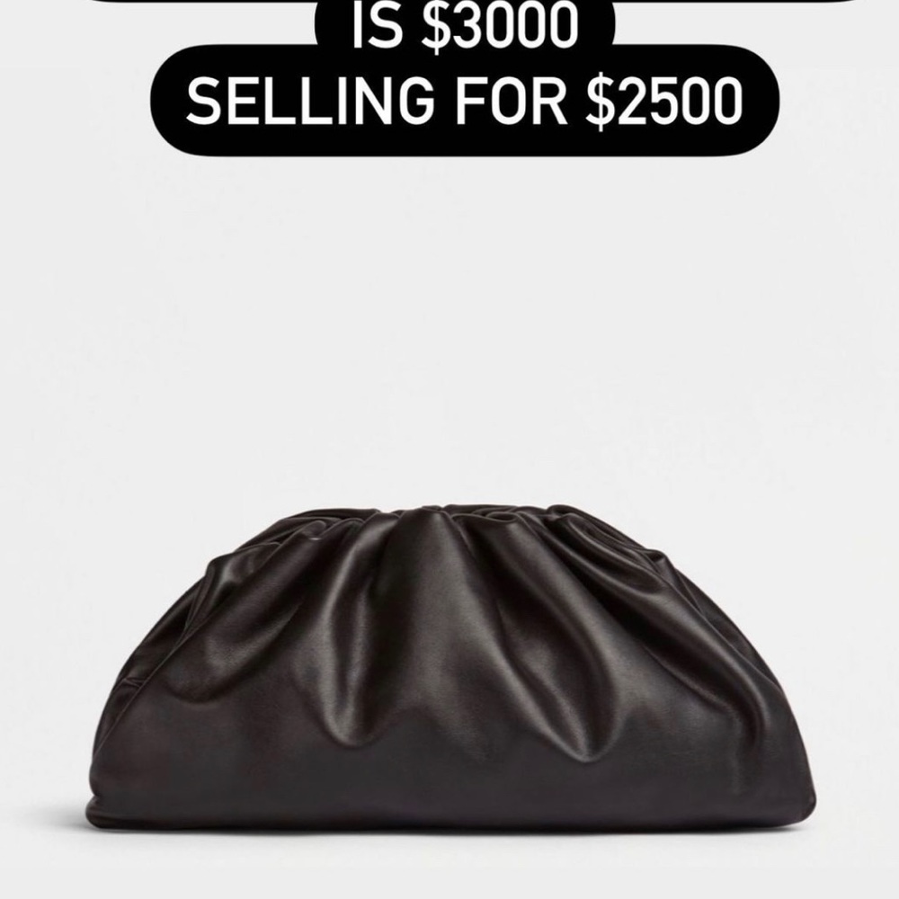 Bottega Venetta classic black lambskin leather pouch size large